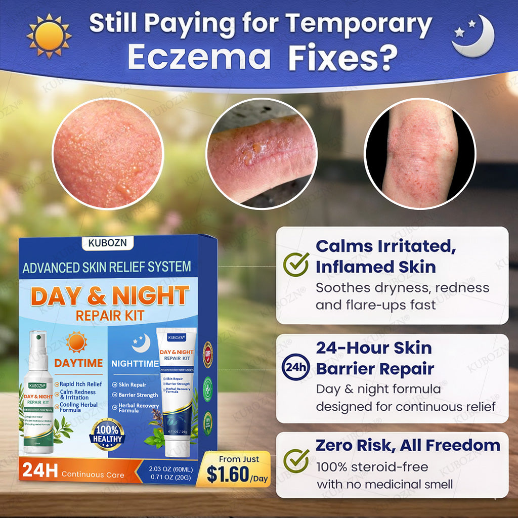 KUBOZN® Eczema Day & Night Repair System - 100% Steroid-Free Relief Duo for Intense Itch, Redness & Broken Skin (offer)