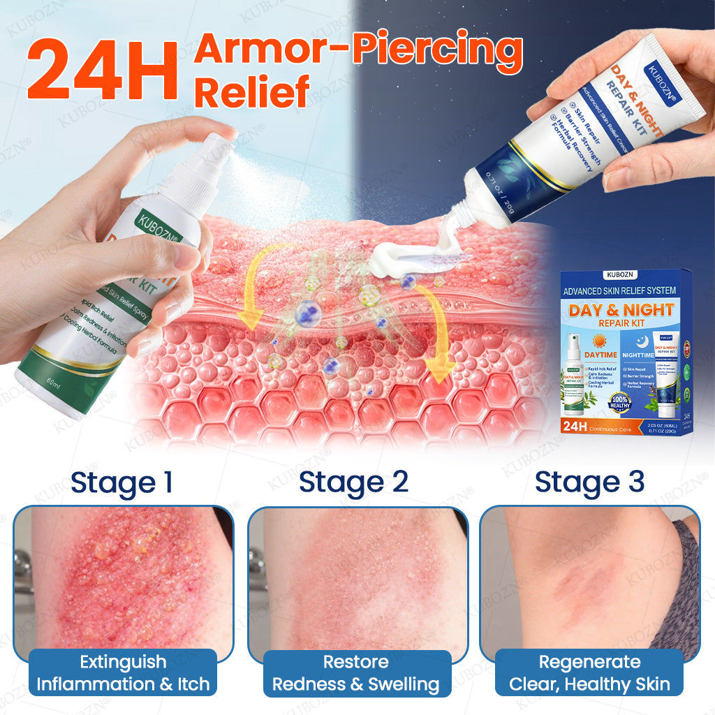 KUBOZN® Eczema Day & Night Repair System - 100% Steroid-Free Relief Duo for Intense Itch, Redness & Broken Skin (offer)