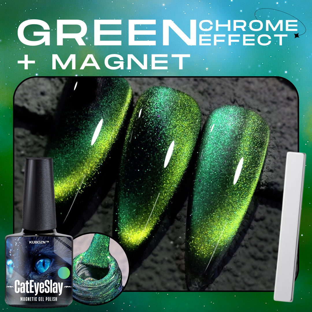 Green Chrome + Cat Eye Nail Magnet