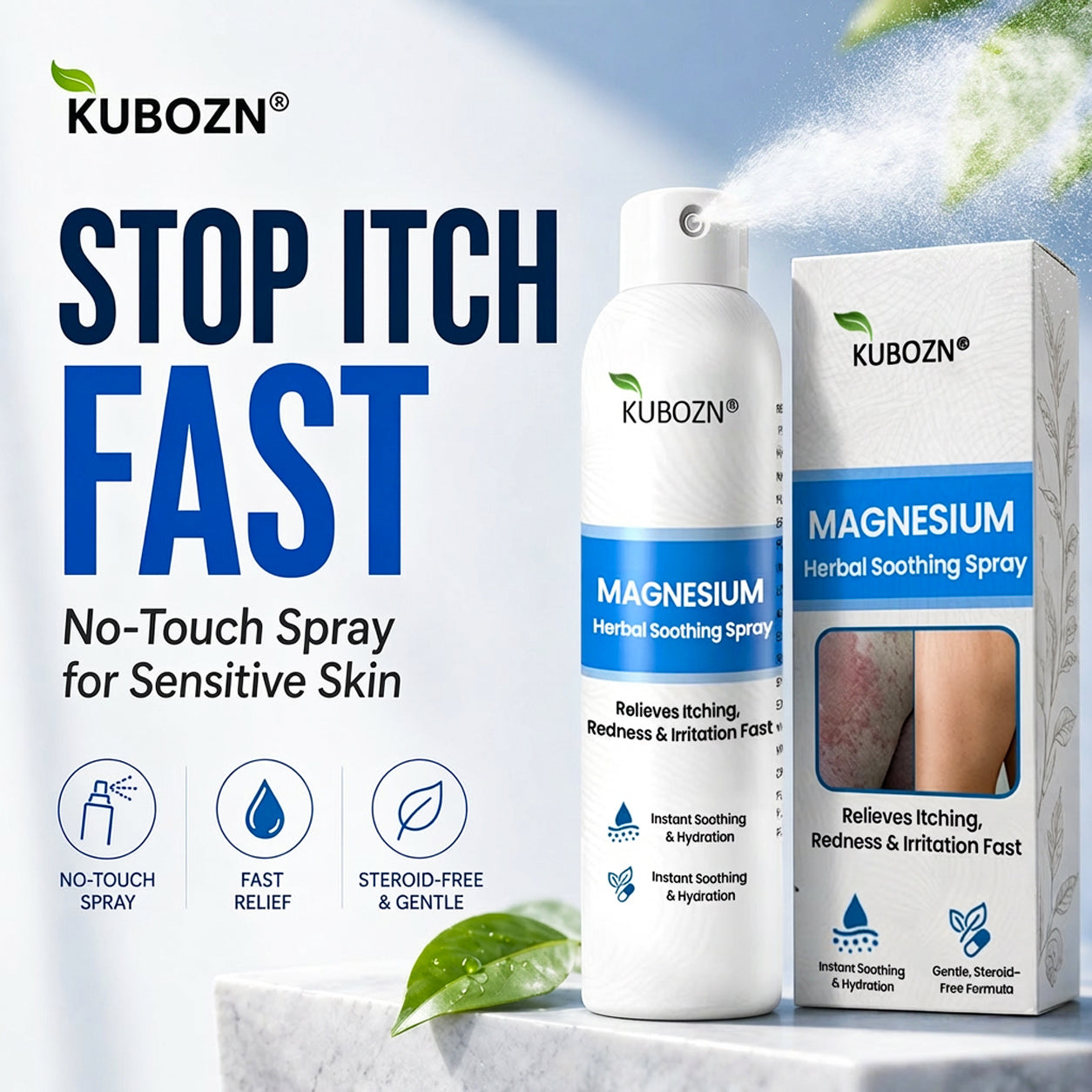 🔥 KUBOZN® Magnesium Spray – Fast Relief for Itchy, Red & Sensitive Skin (Even Intimate Areas)