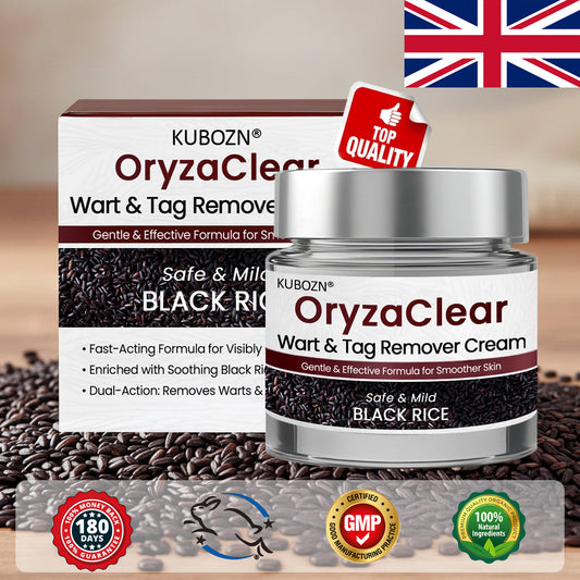 🌿KUBOZN® OryzaClear – Black Rice Softening Cream · Botanical Care for Skin Tags & Uneven Texture