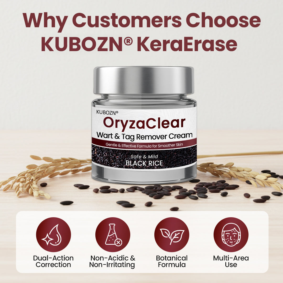 ✨KUBOZN® OryzaClear – Black Rice Softening Cream · Botanical Care for Skin Tags & Uneven Texture 🅱︎