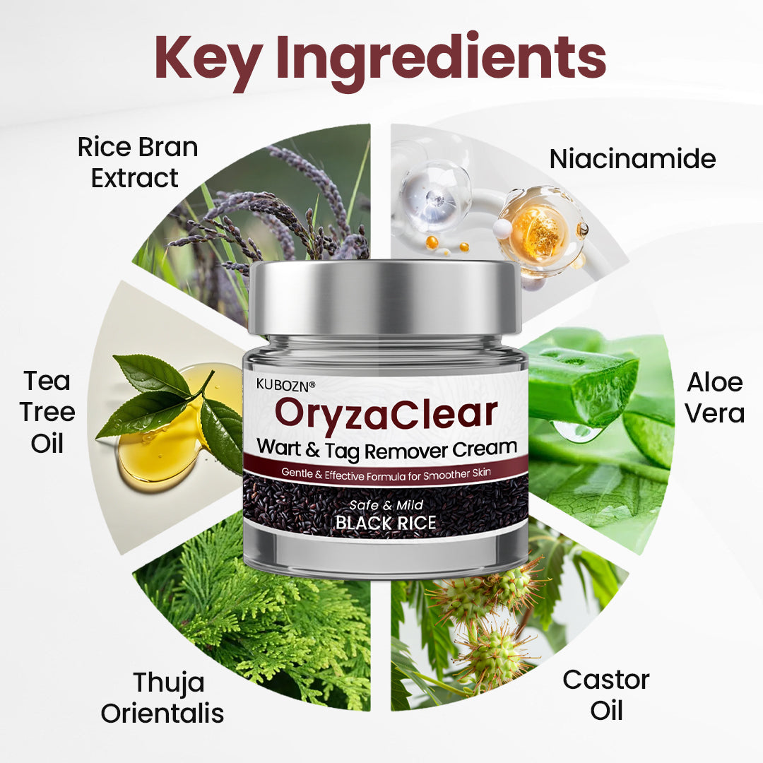 ✨KUBOZN® OryzaClear – Black Rice Softening Cream · Botanical Care for Skin Tags & Uneven Texture 🅱︎