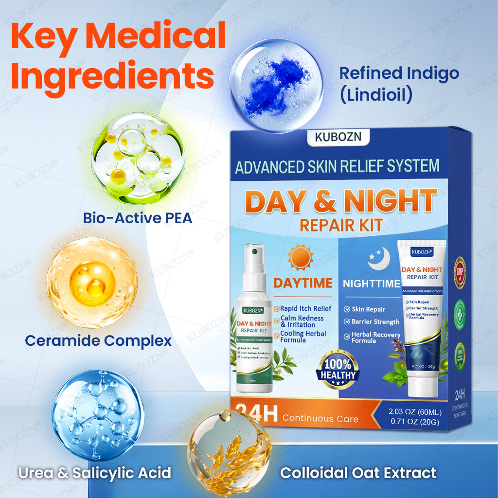 KUBOZN® Eczema Day & Night Repair System - 100% Steroid-Free Relief Duo for Intense Itch, Redness & Broken Skin (offer)