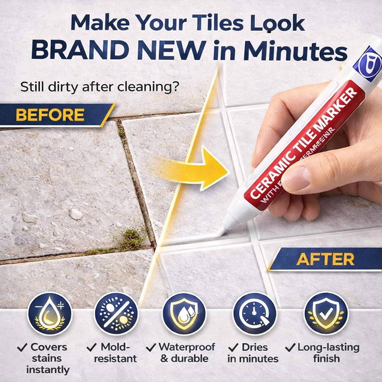 🔥KUBOZN® Anti-Mould & Waterproof Joint Pen for Ceramic Tiles! 🖌️