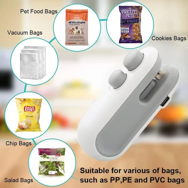 KUBOZN®  2-in-1 Mini Bag Sealer & Cutter | USB Rechargeable Heat Sealer (offer)
